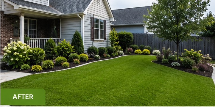After — Patchy, tired lawn brought back to life